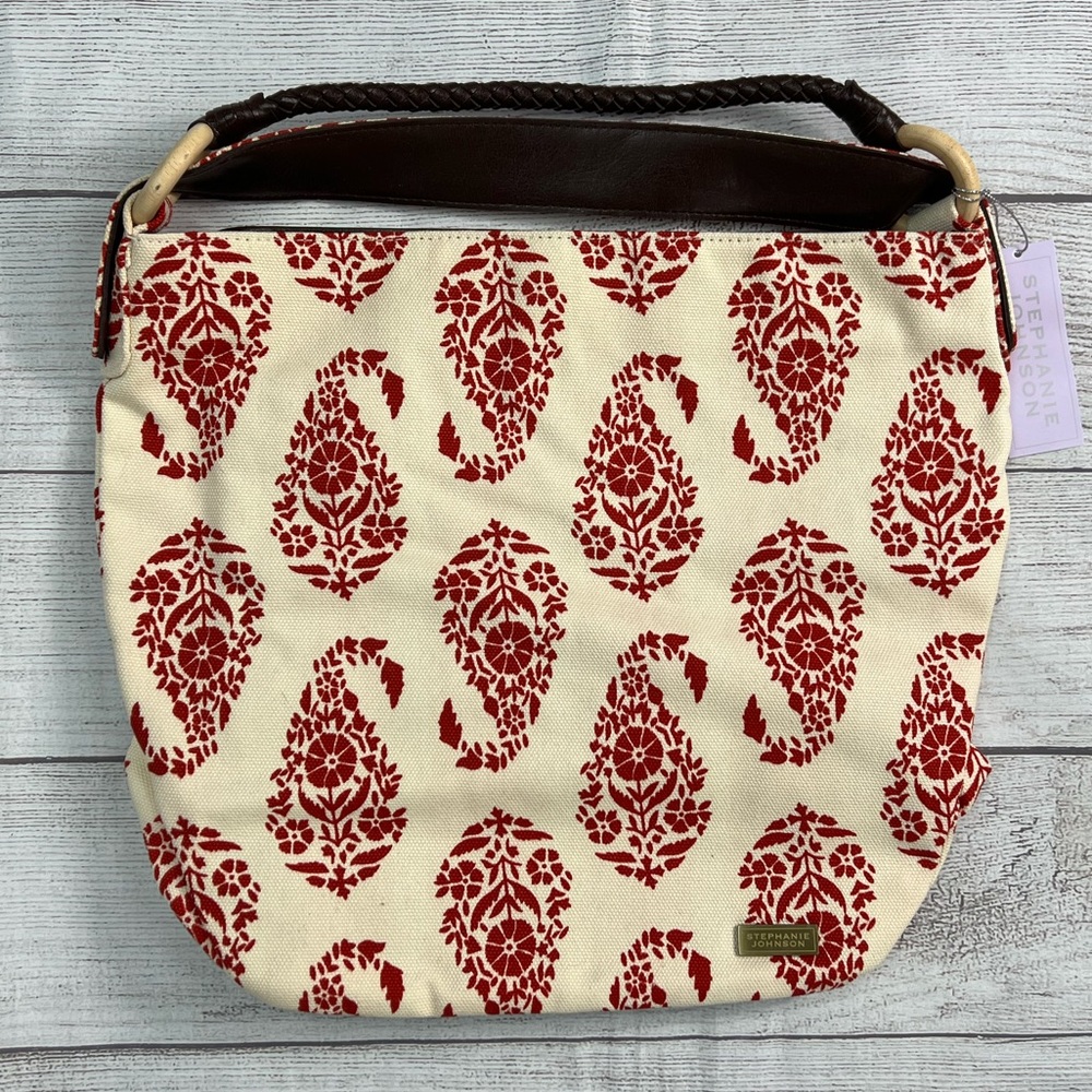 NWT STEPHANIE JOHNSON Loop Paisley Canvas And Vegan Hobo Bag 💗